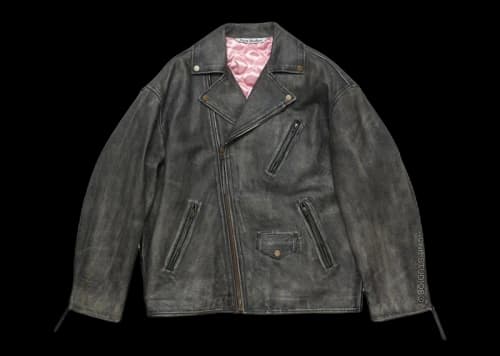 Acne Studios Distressed Leather Jacket Black