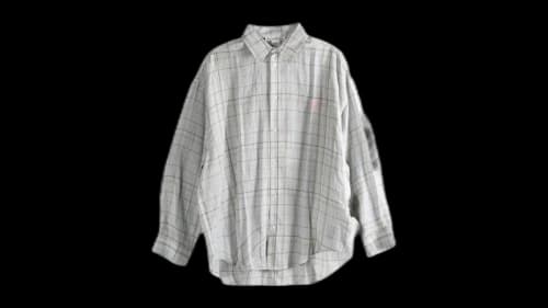 Acne Studios Plaid Button-Up Long Sleeves Shirt Ash Grey/Pink