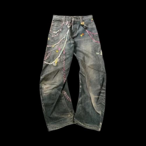 Acne Studios Loose Fit Printed Jeans 'Mid Blue'