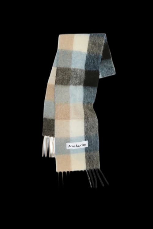 Acne Studios Mohair Checked Scarf Blue/Beige/Black