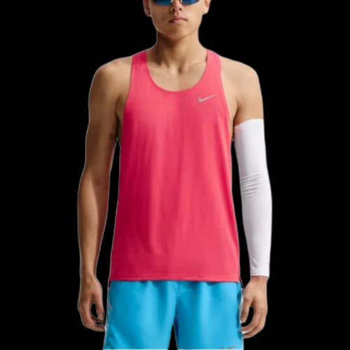 Nike Dri FIT Fast Running Tank Tops Men's Fusion Red Crew Neck Moderate
