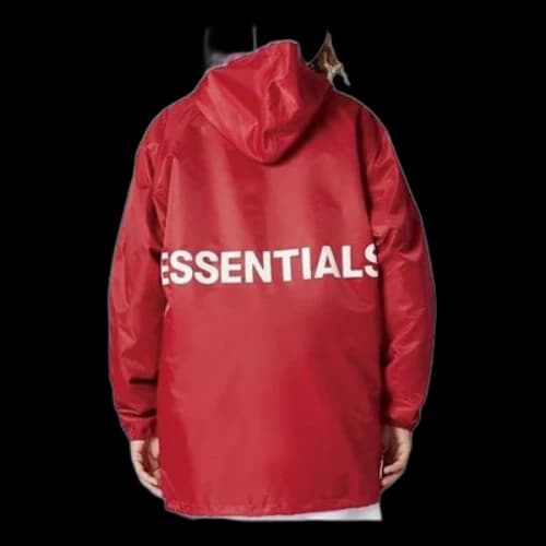 Fear of God Essentials Graphic Hooded Coach Jacket 'Red'