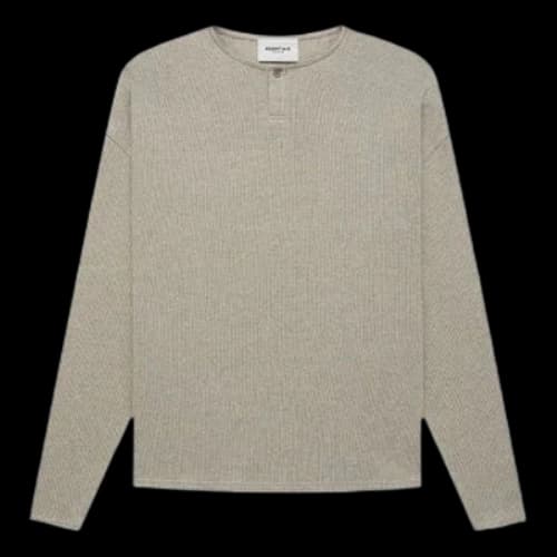 Fear of God Essentials FW21 Thermal Henley Long Sleeve Tee 'Heather Oatmeal'