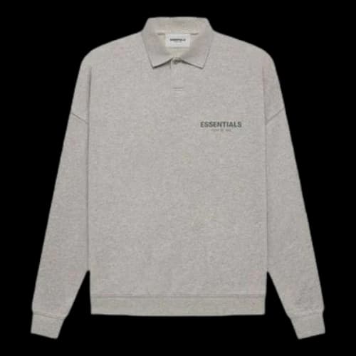Fear of God Essentials FW21 Long Sleeve Polo Shirt 'Heather Oatmeal'