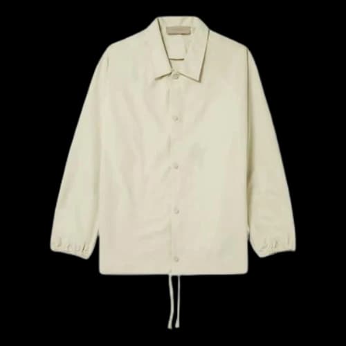 Fear of God Essentials FW22 Logo-Flocked Cotton-Blend Coach Jacket 'Wheat'