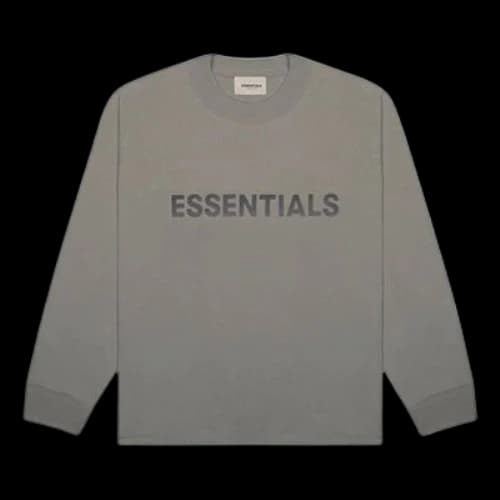 Fear of God Essentials SS20 Boxy Long Sleeve Charcoal logo Tee