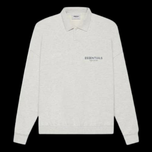 Fear of God Essentials SS21 Long Sleeve French Terry Polo Shirt 'Light Heather Oatmeal'