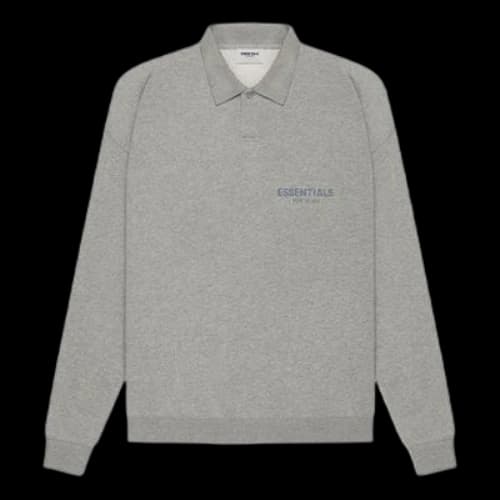 Fear of God Essentials SS21 Long Sleeve French Terry Polo Shirt 'Dark Heather Oatmeal'