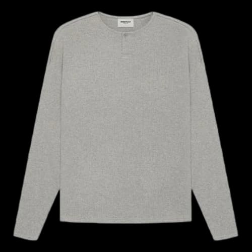Fear of God Essentials SS21 Thermal Henley Long Sleeve Dark Heather Oatmeal