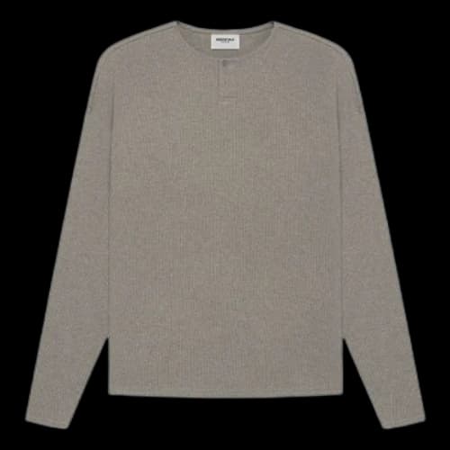 Fear of God Essentials SS21 Thermal Henley Long Sleeve Grey Flannel
