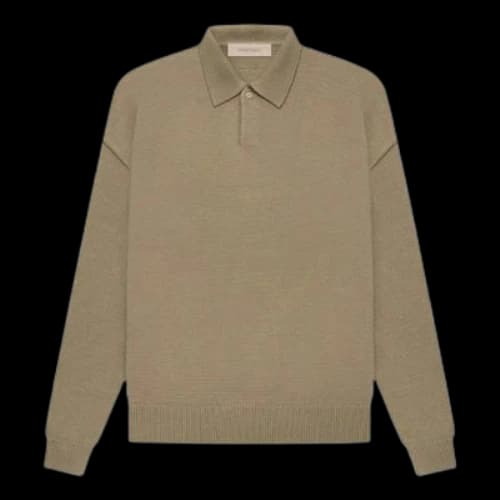 Fear of God Essentials SS22 Knit Long Sleeve Polo Shirt 'Oak'