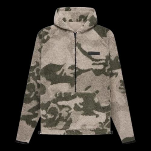Fear of God Essentials SS22 Polar Fleece Half Zip Hoodie 'Camouflage'