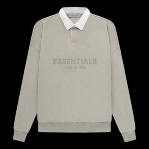 Fear of God Essentials SS23 Waffle Henley Rugby Seal Logo Polo 'Grey'