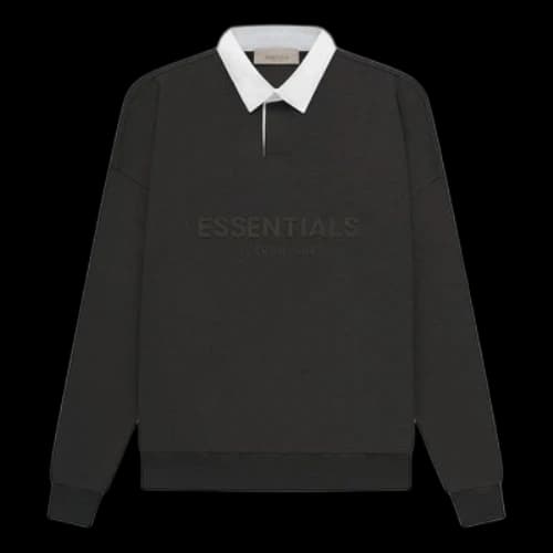 Fear of God Essentials SS23 Waffle Long Sleeve Polo Shirt 'Off-Black'