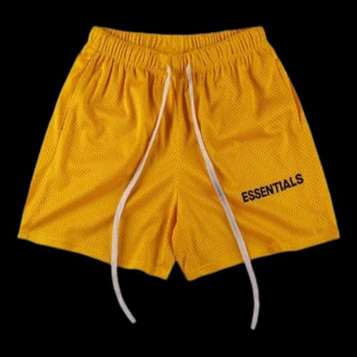 Fear of God Essentials FW18 Graphic Mesh Drawstring ShortsYellow