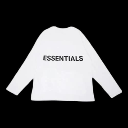 Fear of God Essentials Boxy Graphic Long Sleeve White Tee