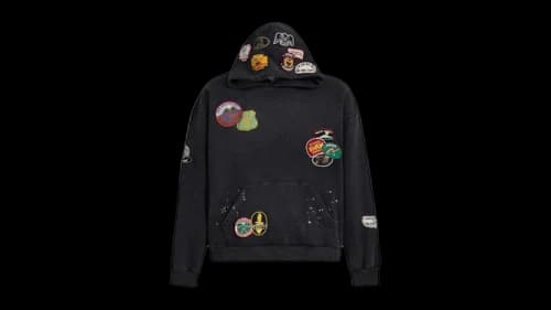 Found Assorted Patchwork Hoodie Black