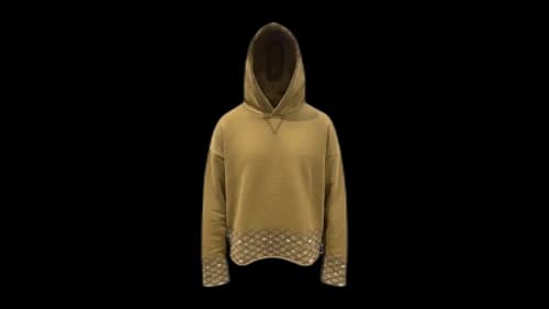 Found Embroidered Border Hoodie Dark Olive