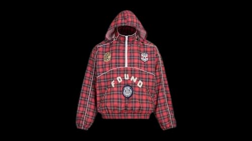 Found Red Plaid Track Jacket Red