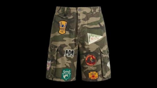 Found Camo Patchwork Cargo Shorts Woodland Camo