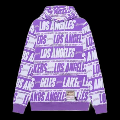 Mitchell & Ness x NBA LA Lakers All Over Print Hoodie 'Purple White'
