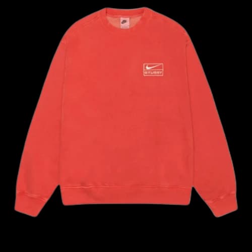 Nike x Stussy Pigment Dyed Fleece Crew Sweater 'Habanero Red'