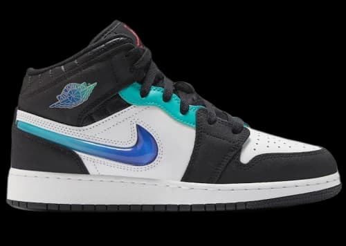 Jordan 1 Mid SE Black White Hyper Jade (GS)