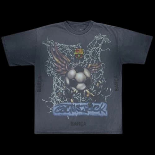 Cactus Jack by Travis Scott x FC Barcelona Washed Spray Logo Tee 'Black'