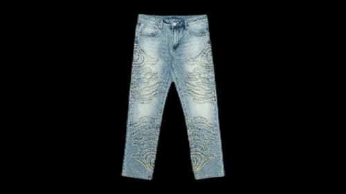 Free Refills Zebra Denim Pants Blue