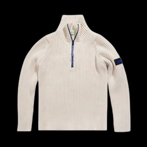 Aries Rib Quarter Zip Jumper 'Ecru'