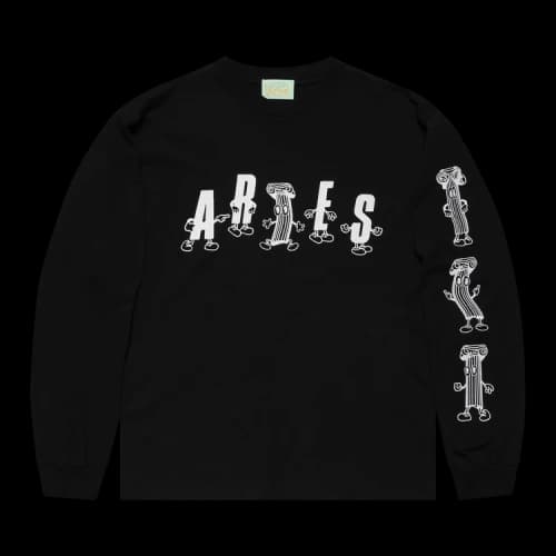 Aries Cartoon Columns Long-Sleeve Tee 'Black'