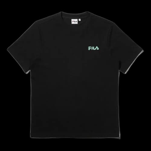 FILA Alphabet Logo Round Neck Short Sleeve Couple Style Black