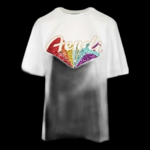 FENDI Sequin With Logo Short Sleeve White