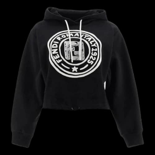 FENDI F Pattern Printing Hoodie Black (Women's)