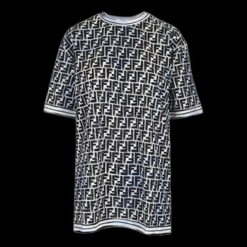 FENDI Alphabet Pattern Printing Loose Round Neck Short Sleeve Black