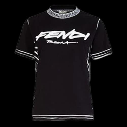 FENDI Series Contrasting Colors Cotton Short Sleeve Black