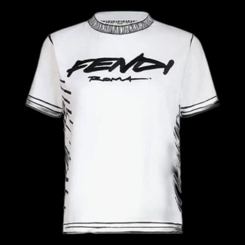 FENDI Series Contrasting Colors Cotton Short Sleeve White