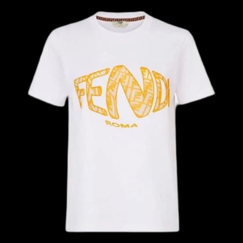 FENDI FW21 Fish-Eye Pattern Printing Round Neck Short Sleeve White