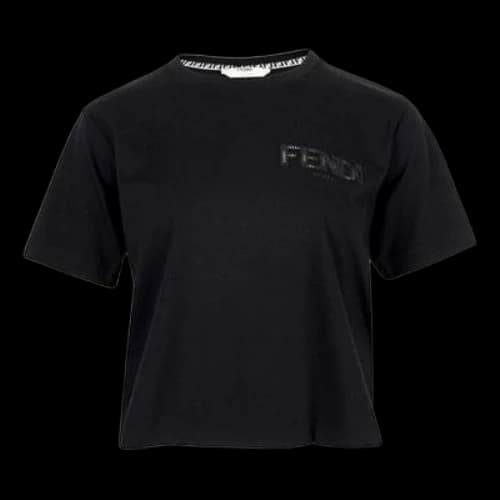 FENDI SS21 Logo Printing Pattern Round Neck Short Sleeve Black T-Shirt