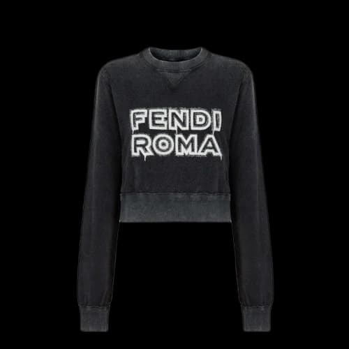 Fendi by Marc Jacobs Jersey Cropped L/S Sweatshirt Black