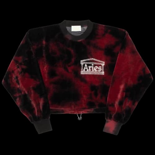 Aries Velour Crop Sweatshirt 'Red'