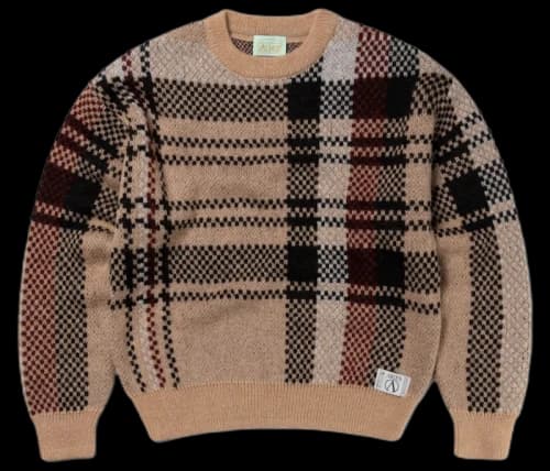 Aries Johnny Plaid Crew Neck Jumper Beige