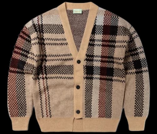 Aries Johnny Plaid Cardigan Beige