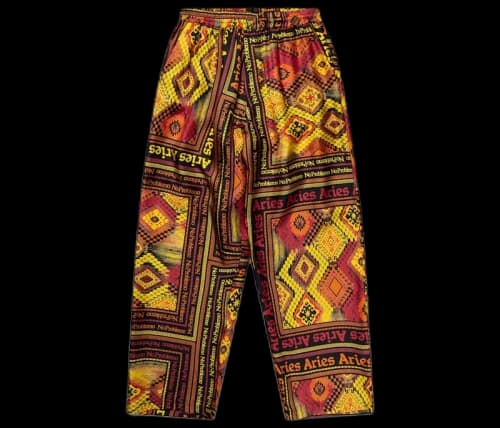 Aries Scarf Print Silk Slacker Pants Multi