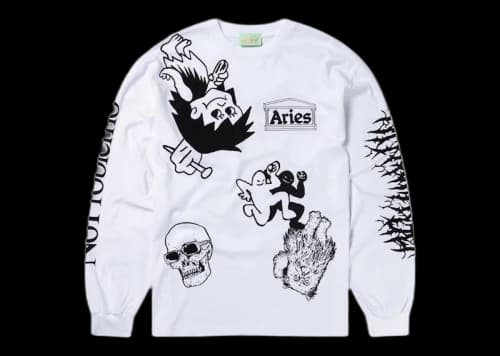 Aries Graphic Mashup LS Tee White/Black