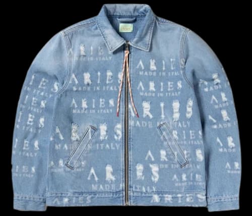 Aries Destroyed Denim Jacket Blue