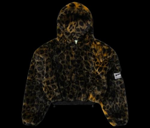 Aries Leopard Fur Cropped Hoodie Multi