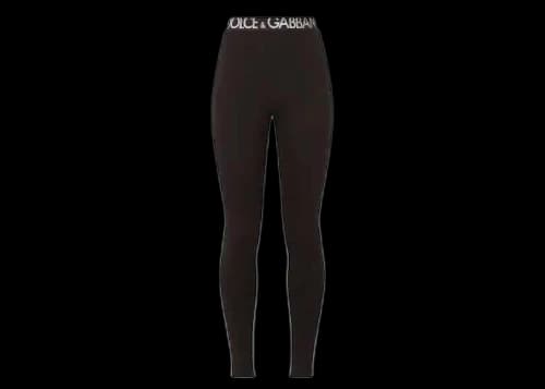 Dolce & Gabbana Stretch Fit Logo Waistband Pants Black