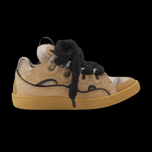 Lanvin Suede Curb Mesh Laces Biege