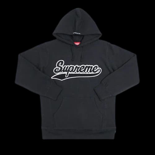Supreme Chenille Script Hooded Sweatshirt 'Black'